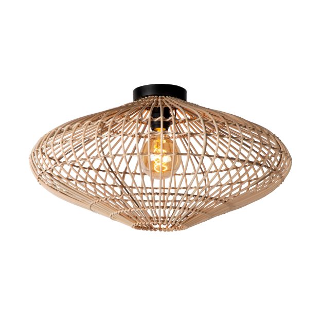 Lucide Magali - Deckenleuchte - Ø 56 x 31 cm - Rattan - hellbraun