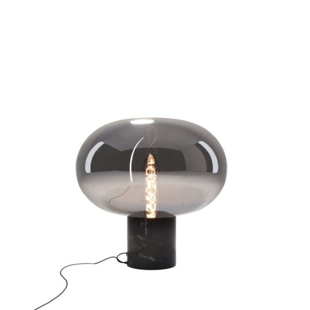 Maxlight Moonstone - Tischleuchte - Ø 45 x 45 cm - Rauchglas und schwarz