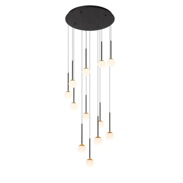 Lucide Calina - Hängeleuchte - Ø 69,9 x 169,3 cm - 12 x 7,7W dimmbare LED inkl. - schwarz
