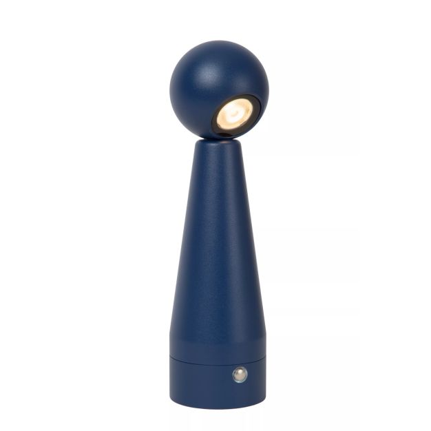 Lucide Ipsos - wiederaufladbare Tischleuchte - Ø 6 x 22 cm - 3W dimmbare LED inkl - blau