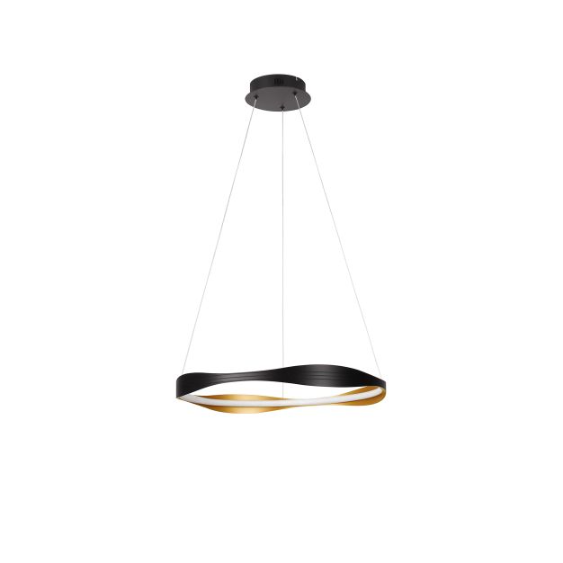 Nova Luce Dobi - Hängelampe - Ø 60 x 120 cm - 32W dimmbar LED inkl. - sand schwarz und Gold