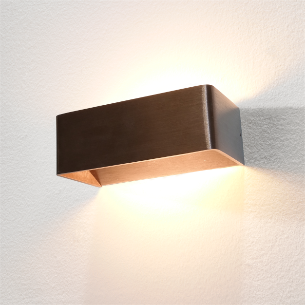 Artdelight Mainz - Wandleuchte - 20 x 10 x 7 cm - 2 x 3W dimmbare LED inkl - gebürstete Bronze