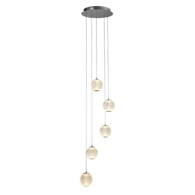 Searchlight Allure - Pendelleuchte - Ø 30 x 150 cm - 21W dimmbare LED inkl - Chrom und transparent