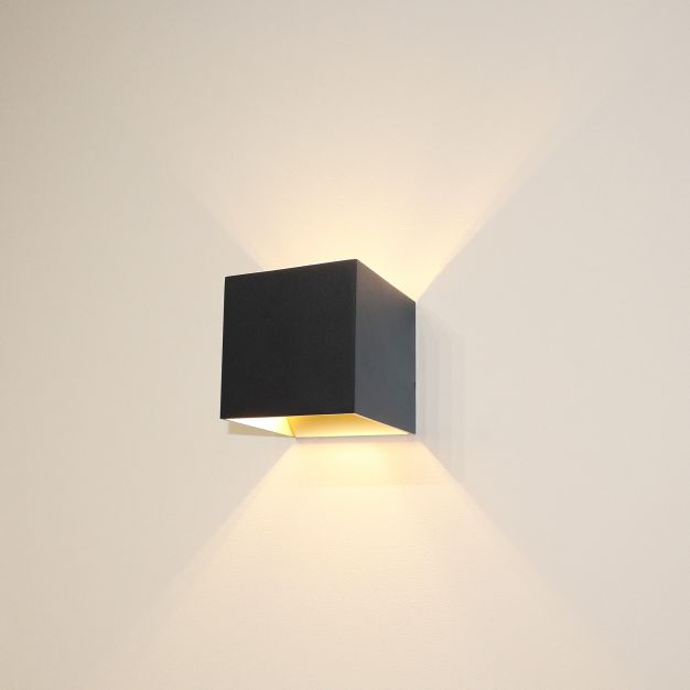 Artdelight Gymm - Wandleuchte - 10 x 10 x 10 cm - schwarz und gold