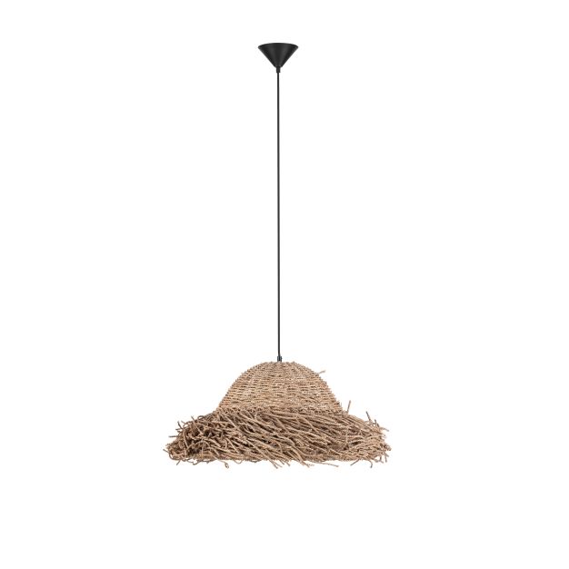 Nova Luce Natu - Hängelampe - Ø 65 x 200 cm - Natürliches Seegras und schwarz