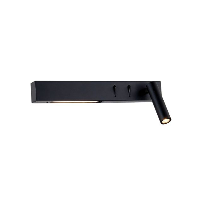 VK Lighting Bar - Wandleuchte mit Leselicht rechts - 30 x 17 x 5 cm - 3W + 6W LED inkl. - schwarz