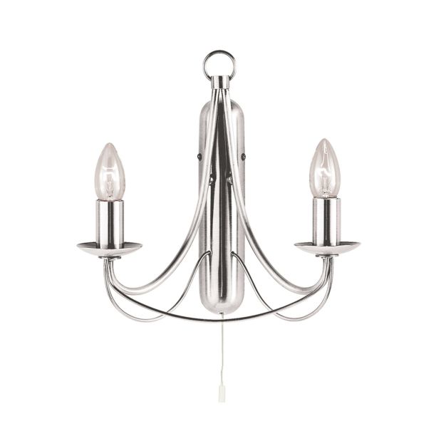 Searchlight Maibaum - Wandleuchte mit Zugschalter - 31 x 31 cm - satiniert silber