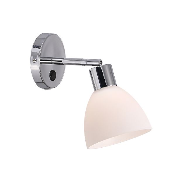 Nordlux Ray 12 - Wandleuchte mit Schalter - 12 x 20 cm - Chrom und Opalweiß