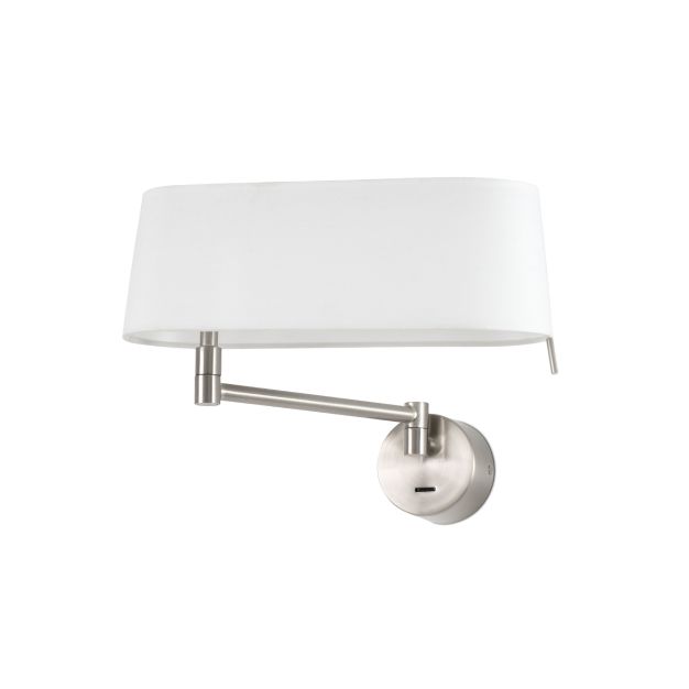 Faro - Wandleuchte mit Schalter - 31,5 x 11 x 23 cm - 11W LED inkl. - Nickel satiniert