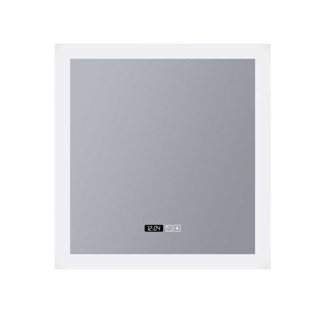 Searchlight - Spiegelleuchte mit Beleuchtung und Digitaluhr - 60 x 60 cm - 38W dimmbare LED inkl - IP44 - weiß