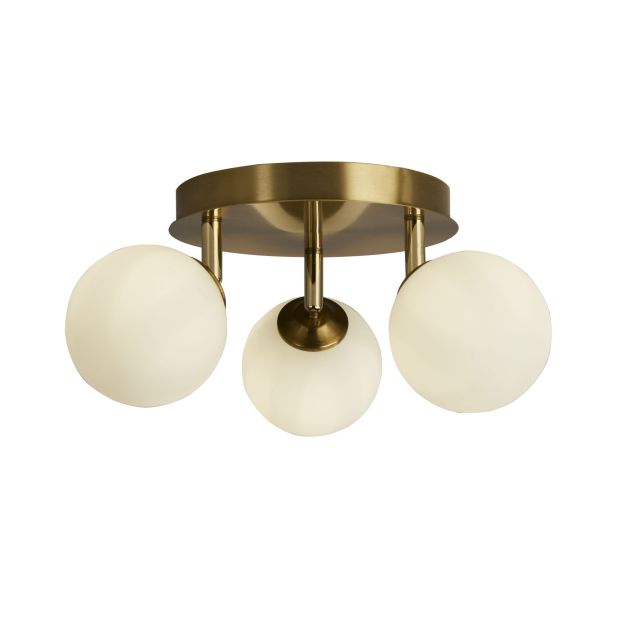 Searchlight Crosby - Deckenleuchte - Ø 34 x 14 cm - Gold und Opal