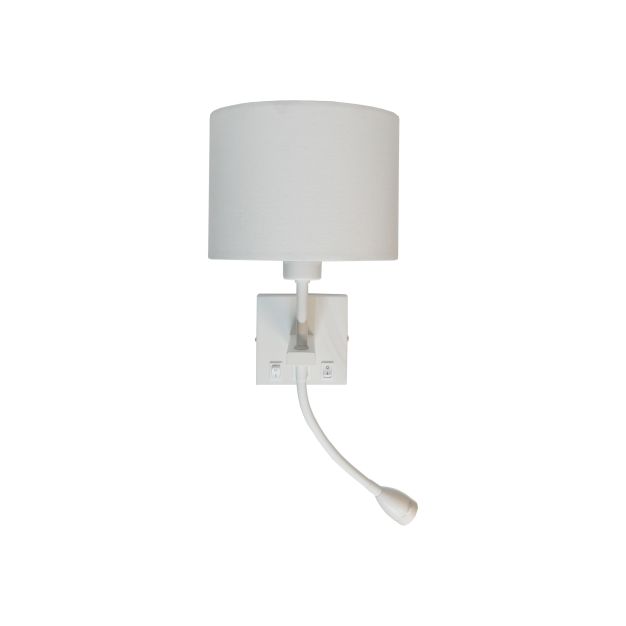 Artdelight Quad USB - Wandleuchte mit Doppelschalter und USB-Anschluss - 18 x 11 x 11 cm - 3W LED inkl. - weiß