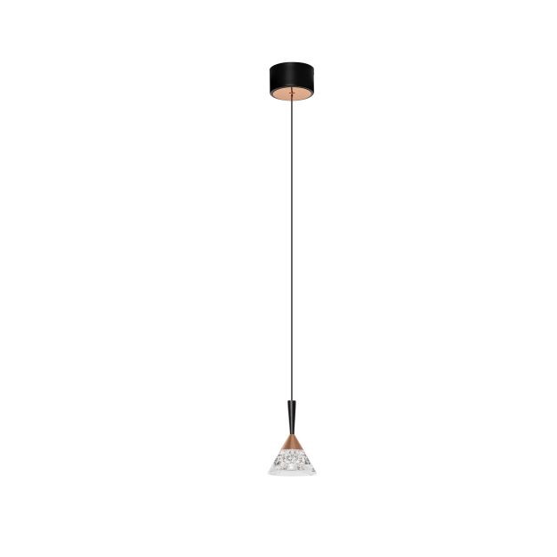 Nova Luce Paluz - Hängelampe - Ø 10,5 x 180 cm - 7W LED inkl. - matt schwarz und roségold