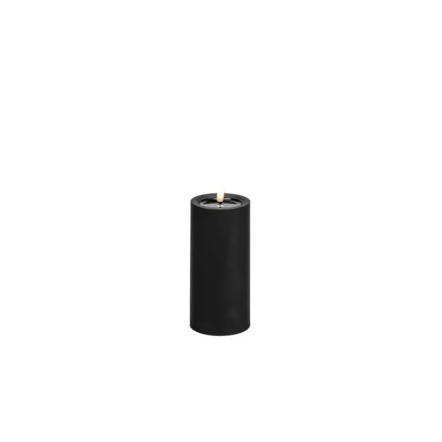 Konstsmide - LED Blockkerze mit Batteriebetrieb und Flackerflamme - Ø 7 x 15 cm - IP44 - schwarz