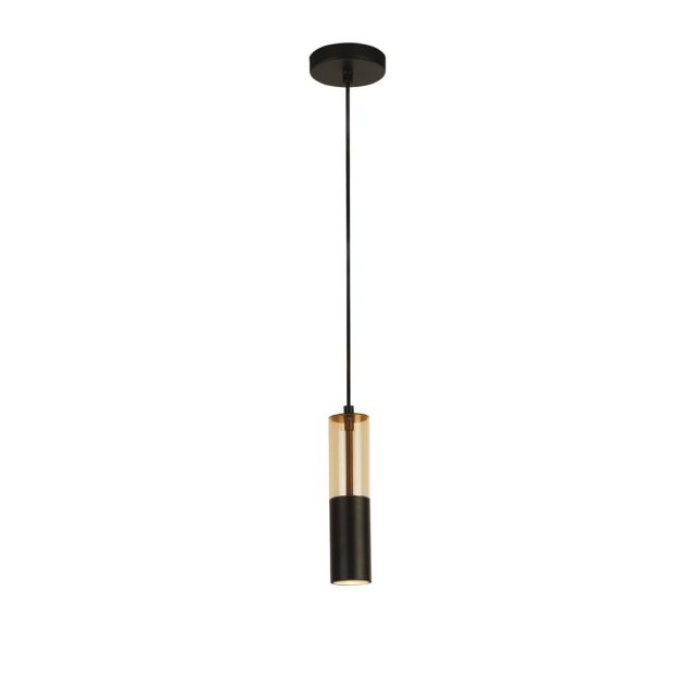 Searchlight Merrygold - Pendelleuchte - Ø 10 x 120 cm - schwarz und bernsteinfarben