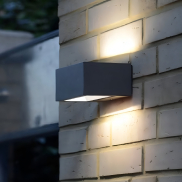 Lutec Gemini - Außenwandleuchte - 14 x 9 x 6 cm - 10.5W LED inkl. - IP54 - dunkelgrau - weiß