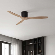 Nova Luce Ninemia - Deckenventilator mit Fernbedienung - Ø 132 cm - Sand schwarz und Naturholz