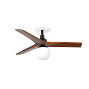 Faro Klim S - Deckenventilator mit Licht und Einbaufassung - Ø 92,5 - matt schwarz und dunkle walnuss