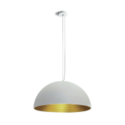 ONE Light Bowl Shade Pendelleuchte - Hängeleuchte - Ø 60 x 190 cm - Weiß und Messing