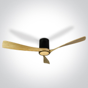 ONE Light Black Body - Deckenventilator mit Licht und Fernbedienung - Ø 132 x 27 cm - schwarz und hellbraun
