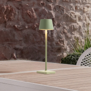 Nova Luce Deck - wiederaufladbare Tischleuchte - Ø 8,5 x 30 cm - 2W dimmbare LED inkl. - IP54 - olivgrün