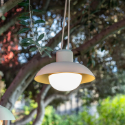 New Garden Syros - Hängeleuchte mit wiederaufladbarem Akku und Fernbedienung - Ø 20 x 9,5 cm - 9W dimmbare LED inkl. - IP54 - beige