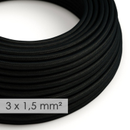 Creative Cables - 3x1,5mm² Textilkabel - pro 100 cm - schwarz