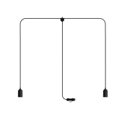 Creative Cables Eiva T-snake - tragbare Lichtgirlande - 1,8 Meter Gesamtlänge - 2 x Eiva E27 Fassung mit Silikonkabelhalter - IP65 - schwarz