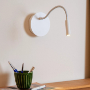 Lucide Jolijn - Wandleuchte mit flexiblem Lesearm - wiederaufladbar über USB-Kabel - Ø 11 x 3,2 cm - 2W led inkl. - weiß