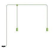 Creative Cables Eiva F-snake - tragbare Lichtgirlande - 2,25 Meter Gesamtlänge - 2 x Eiva 3-fach E27 Fassung mit Silikonkabelhalter - IP65 - soft green