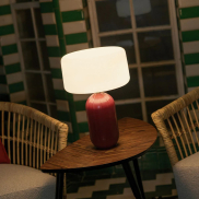 New Garden Phoebe 45 - aufladbare Tischleuchte mit Solarantrieb und Akku, inklusive Fernbedienung - Ø 27,8 x 40,7 cm - RGB + Weiß 5W LED inkl. - IP65 - bordeauxrot