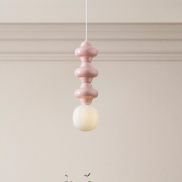 Nova Luce Clio - Hängelampe - Ø 18 x 240 cm - rosa und Opalglas