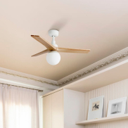 Faro Klim S - Deckenventilator mit Licht - Ø 92,5 cm - matt Weiß und Kiefer