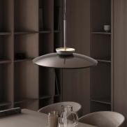 Nova Luce Esti - hängelampe - Ø 50 x 240 cm - 21W dimmbar LED inkl. - gebürstetes nickel und dunkelbraunes Glas