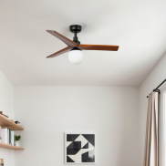 Faro Klim S - Deckenventilator mit Licht - Ø 92,5 cm - matt schwarz und dunkle walnuss