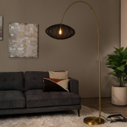 Lucide Corina - Stehleuchte - 131 x 55 x 192 cm - Schwarz und Messing