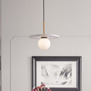 Nova Luce Idor - Hängelampe - Ø 30 x 185 cm - weißer Marmor und Opalglas