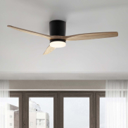 Nova Luce Aloa - Deckenventilator mit Licht und Fernbedienung - Ø 132 x 27,5 cm - 18W LED inkl. - Sand schwarz und Naturholz