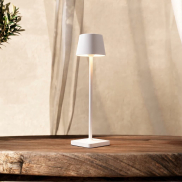Nova Luce Deck - wiederaufladbare Tischleuchte - Ø 8,5 x 30 cm - 2W dimmbare LED inkl. - IP54 - Sand Weiß
