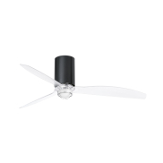 Faro Mini Tube - Deckenventilator mit Licht und Fernbedienung - Ø 128 cm - 17W LED inkl. - schwarz und transparent