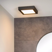 Lucide Brice-Led - Deckenleuchte - 22 x 22 x 3,9 cm - 22W dimmbare LED inkl - IP44 - schwarz