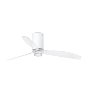 Faro Mini Tube - Deckenventilator mit Licht und Fernbedienung - Ø 128 cm - 17W LED inkl. - matt weiß und transparent