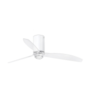 Faro Mini Tube - Deckenventilator mit Licht und Fernbedienung - Ø 128 cm - 17W LED inkl. - weiß und transparent