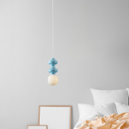 Nova Luce Clio - Hängelampe - Ø 18 x 215 cm - blau, weiß und Opalglas