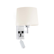 Faro Artis - Wandleuchte mit Schalter - 21,5 x 19 x 16 cm - 1W LED inkl. - weiß und chrom