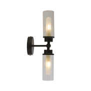 Searchlight Imperial - Wandleuchte - 10 x 37 cm - IP44 - mattschwarz und transparent