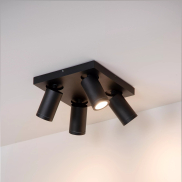 Lucide Taylor - Aufbaustrahler 4L - 24 x 24 x 12,5 cm - 4 x 5W dimmbare LED inkl. - dimmbar bis warm - IP44 - schwarz