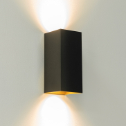 Artdelight Dante - Wandleuchte - 6,7 x 6,7 x 15,4 cm - matt schwarz/gold