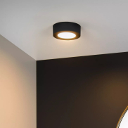 Lucide Brice-Led - Deckenleuchte - Ø 11,7 x 3,9 cm - 8W dimmbare LED inkl - IP44 - schwarz