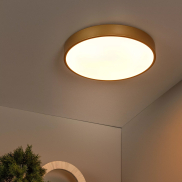 Lucide Unar - Deckenleuchte - Ø 39,5 x 5 cm - 24W dimmbare LED inkl - 3 Stufen Dimmer - matt gold